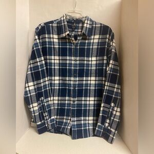 J. Crew Classic  Navy and Cream Plaid Flannel Shirt Size XL